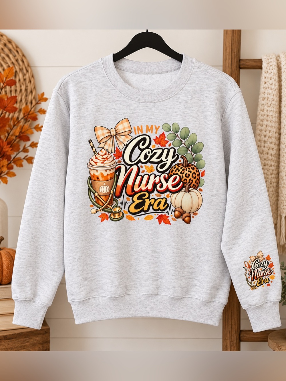 In My Cozy Nurse Era Sweatshirt - Light Gray